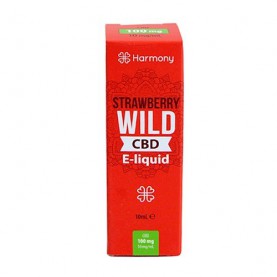 CBD e-liquid Harmony Jahoda v červenej krabičke s nápisom WILD na bielom pozadí